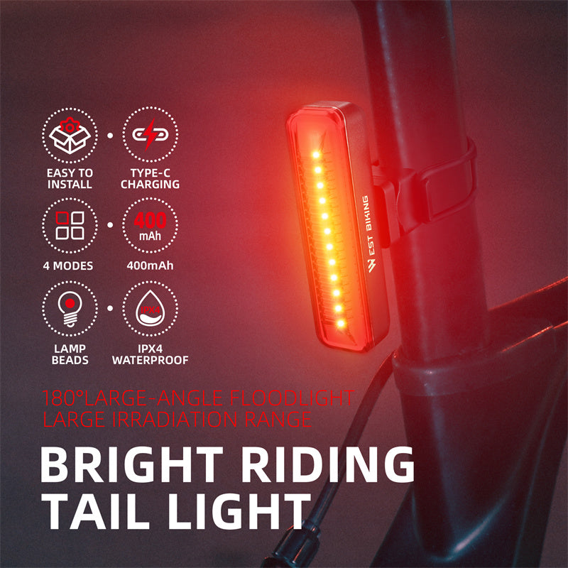 WEST BIKING YP0701359 Rechargeable Bike Tail Light 400mAh LED Bicycle Rear Light WEST BIKING YP0701359 Rechargeable Bike Tail Light 400mAh LED Bicycle Rear Light